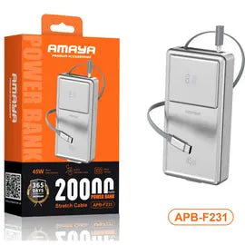 Amaya APB-F231 45W 20000mAh Power Bank With Built-in Telescopic Stretch Cable