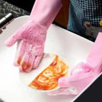 Magic Washing Gloves ÃƒÂ¢Ã¢â€šÂ¬Ã¢â‚¬Å“ Pair Of Silicone Dishwashing Cleaning Gloves- Rubber Gloves for Household Sponge Scrubber Kitchen Cleaning Tools
