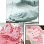 Magic Washing Gloves ÃƒÂ¢Ã¢â€šÂ¬Ã¢â‚¬Å“ Pair Of Silicone Dishwashing Cleaning Gloves- Rubber Gloves for Household Sponge Scrubber Kitchen Cleaning Tools