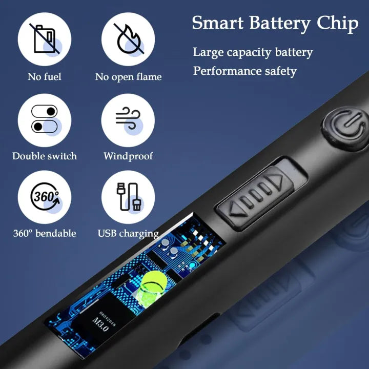 Rechargeable Elecrtric Kitchen Lighter - Stove Long Neck Arc 360Ãƒâ€šÃ‚Â° Flexible Lighter - Upgraded USB Electric Lighter not needed Gas - Orignal Best Quality Flameless Lighter for Stove / Candles / Grill / BBQ / Camping (Multicolour)