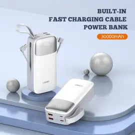 LDNIO 30000mAh Power Bank With Built in USB-C And Lightning Cables (PQ30)