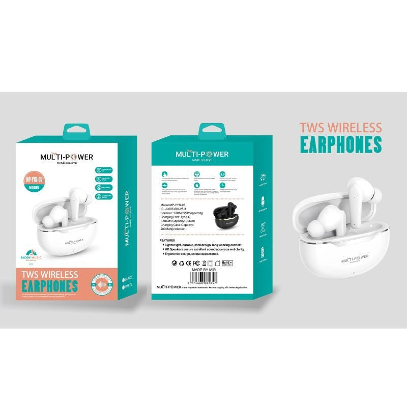 MultiPower MP-YYS-05 Wireless Stereo Earbuds wireless earbuds official image on BazaarYaar Pakistan