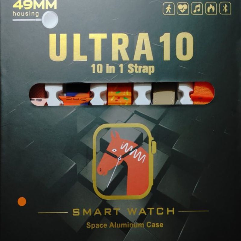 Ultra 10 Smart Watch | 10 In 1 Straps + jelly Case | Multi Color Straps & Wireless Charging