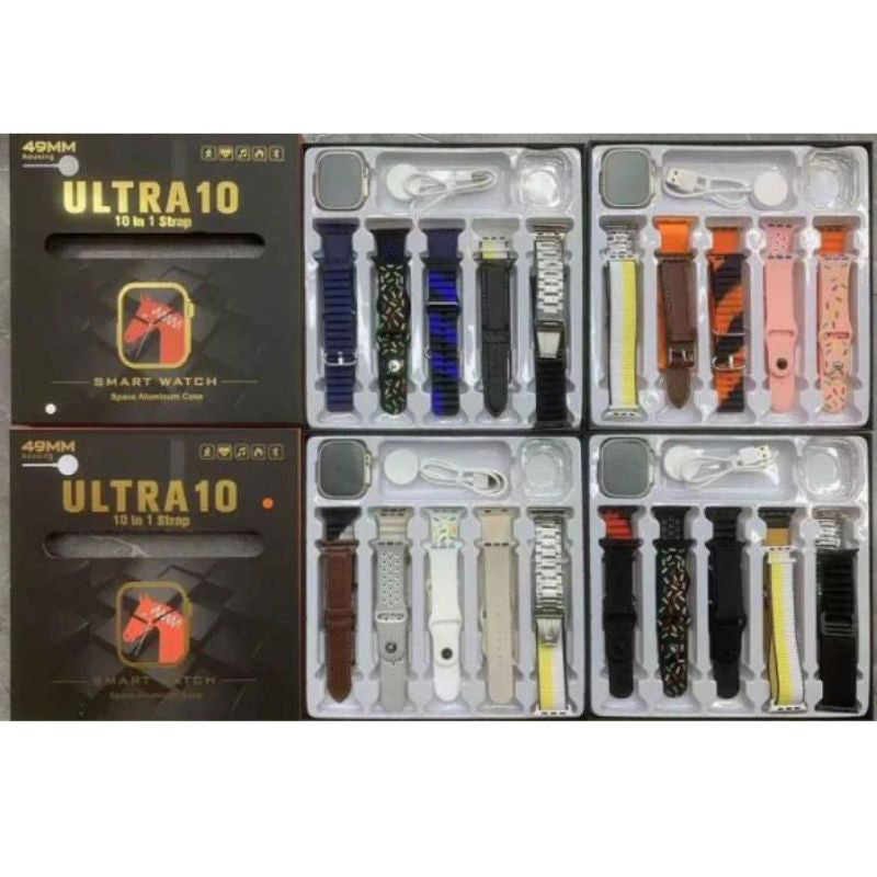 Ultra 10 Smart Watch | 10 In 1 Straps + jelly Case | Multi Color Straps & Wireless Charging