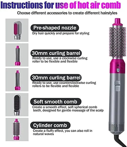 Multifunctional 5 in 1 Hair Dryer Brush & Volumizer Hair Straightener